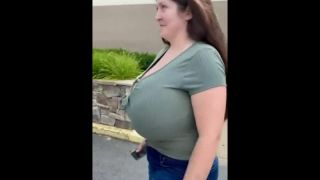 Candid – chick with unusually massive macromastia walking in public mall 2# - Big tits-3