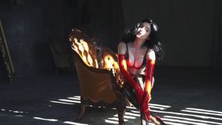 adult xxx video 47 Miss Ellie Mouse – Hot Brunette in Red Latex on the Chair on masturbation porn barefoot fetish-3