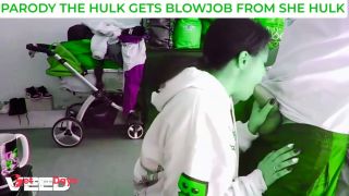 THE INCREDIBLE HULK GETS A BLOWJOB FROM SHE HULK GREEN COCK SUCKING-3