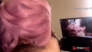My Latina girlfriend love to give me a head while watching Porn about double blowjob-8