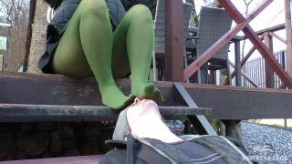 online porn video 26 femdom sissification feet porn | Mistress Legs - Gentle Foot Worship Mistress Feet In Green Pantyhose Outdoor - FullHD 1080p | footworship-2