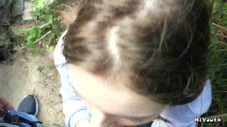 Girl Make Blowjob Outdoor.-5