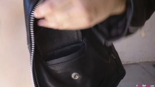 Tattooed Motorcyclist Fingers And Toys Her Hairy Pussy In The Garage.-9