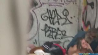 Homeless threesome Public!-1