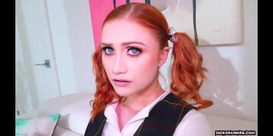 Scarlet skies - brace face redhead studies bbc before her exam - Big dick