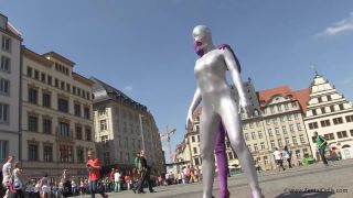 With spandex catsuit in a café Public!-3