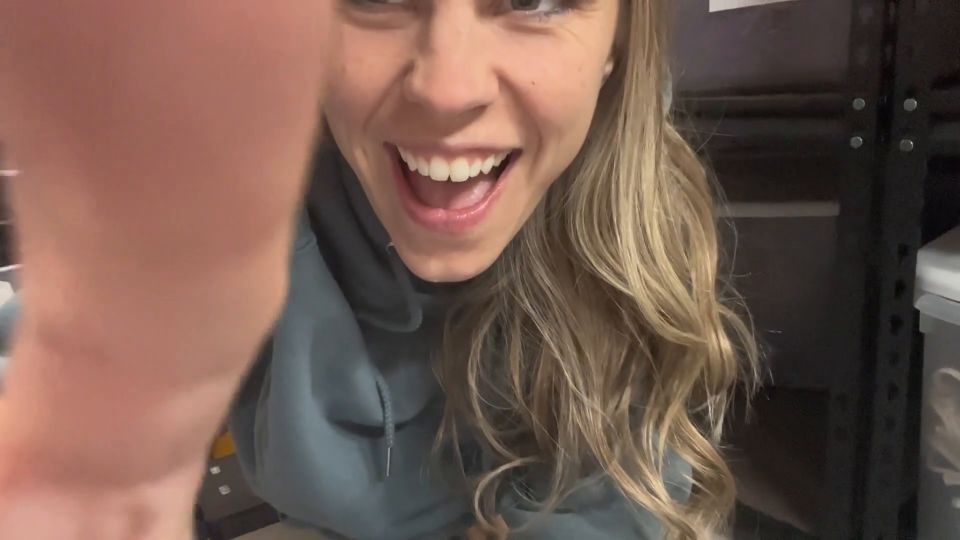 Hot Blonde MILF Fingering Herself At Work In The Warehouse.