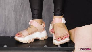 I Stomp His Balls And He Fucks My Feet Sandals And Feet Fucking (Femdom porn)-8