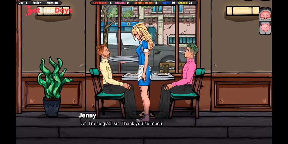 cute girl gets a job at a pizzeria and horny customers touch her ass part 2