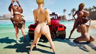 Duff Master - Big Tits Futa Orgy on the beach - Hentai Cartoon-5