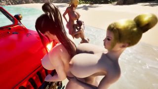 Duff Master - Big Tits Futa Orgy on the beach - Hentai Cartoon-9