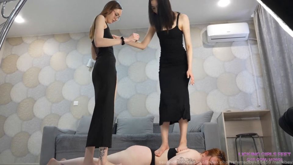 porn video 17 Licking Girls Feet - Alsu And Dori - Hard day for the bitch - HD 720p - lezdom - lesbian girls chastity cage femdom