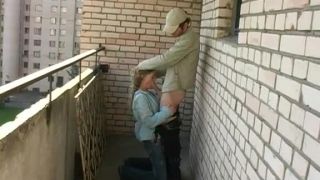 Public blow job on the balcony-2