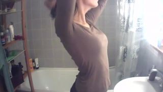 Hot girl's tits spied while washing  teeth-9