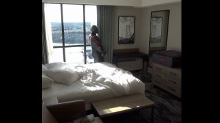 Solo Male double cocked orca jerks off and cums into used condom at hotel window-7