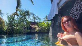 Charlie Red - Sexy redhead playing in the pool with her tits-1
