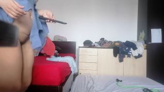 Sexy C Amateur wife enjoys trying on the clothes she cuts. Amateur wife dances naked around the house.-9