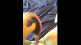 Amateur chubby horny girl selfie masturbating with pink hairbrush-6