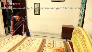 Indian Housewife Aunty Varsha Romance With Husband Friend In Bedroom On Saree Hot Telugu Short Film -6