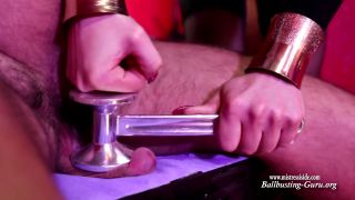 Cock beaten with 20 cm heels and steel hammer -  latex worship-9