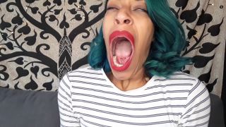 Yawning with red lipstick (Fetish porn)-9