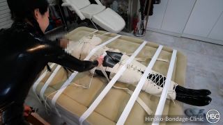 online adult video 49 big feet fetish Hinako Bondage Clinic – Taped Down to the Bed in a Latex Cat Suit and Canvas Straitjacket, bdsm on bdsm porn-8