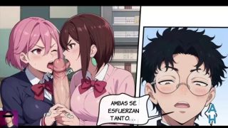 Threesome Aira Shiratori y Momo Ayase montan la enorme verga de Okarun - Dandadan Hentai-5