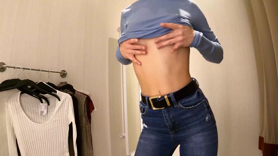 Kelly AlemanSexy Teen with Small Tits Try-on Haul Slim Blouses, Pullovers in Dressing Room