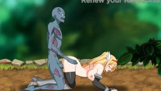 cute blonde gets fucked by zombie monster doggy style-1