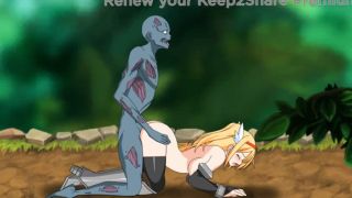 cute blonde gets fucked by zombie monster doggy style-6