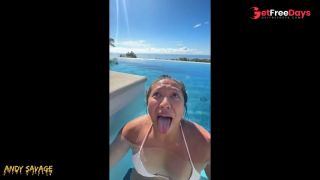 POV outdoor Public BJ at infinity pool THROATPIE-9