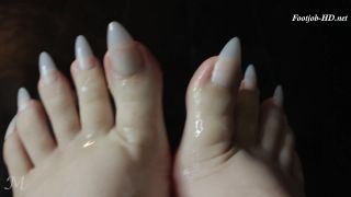 M – cum on my long pointed toenails 2x clips – M- Foot!-4