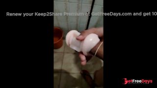 Masturbating my huge cock with a toy - look if it was your mouth-1
