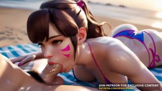 Uncensored In Cartoon 3D Animation  Overwatch - Dva Titfuck Blowjob On The Beach Uncensored Hentai-1