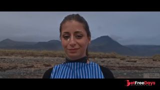 Submissive Italian beauty Silvia Soprano gets roughly dominated on a beach in Norway-9