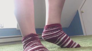 xxx clip 6 foot fetish rule 34 Fluffy Red Striped Socks, femdom on feet porn-2