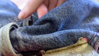 Solo Male ASMR rubbing cock through jeans slowly-2