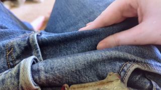 Solo Male ASMR rubbing cock through jeans slowly-3