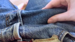 Solo Male ASMR rubbing cock through jeans slowly-6