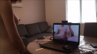 nice girl with puffy nipples playing on webcam while watching guy stro ...-3