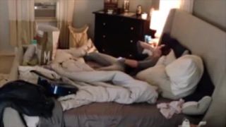 Horny girl fingering pussy on the bed while watching porn. spy cam - Amateur-4