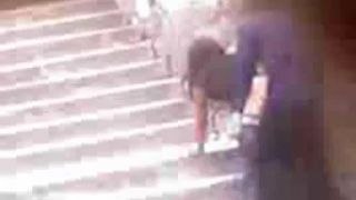 Teen couple had sex on the stairs  528-5