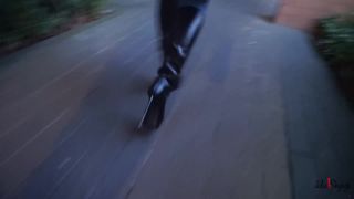 Julie Skyhigh, Pantyhose, Stockings, Leggings - 150204 walking in furs leather boots and jeans [foot fetish] Pantyhose!-9