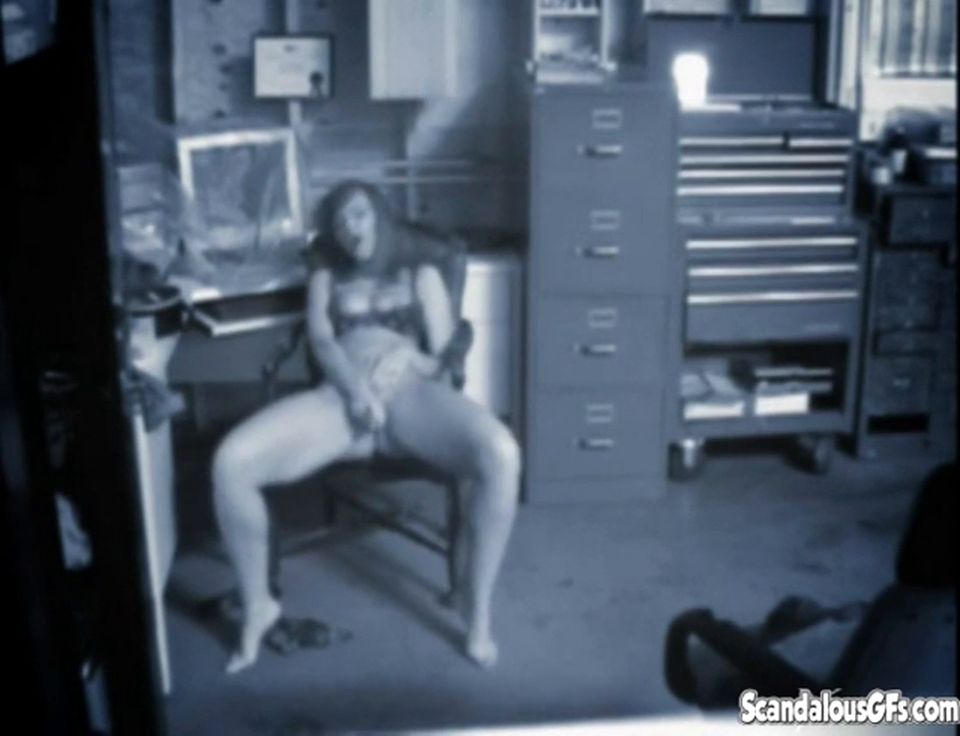 Horny girl masturbating with toy in the office - Amateur