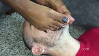 Ebony Femdom - Shae Spreadz Receives a Fart and Foot Slave - Full Length  Scene-5