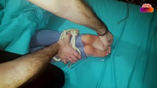 adult clip 16 Tickle torture of wifes tied feet in bed, cute gay bdsm on feet porn -9