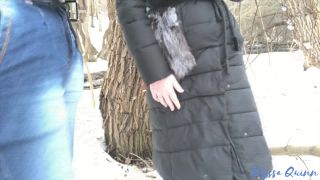 Alyssa Quinns Risky Public Blowjob for Indian in Snowy Forest-0