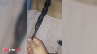 18 year old girl with perfect tits sucks my fingers. Real amateur homemade video-2