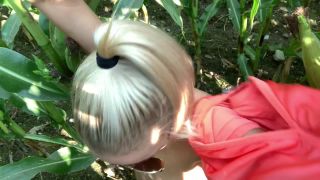 Amateur blonde facefucked in cornfield blowjob Throat GOAT-6