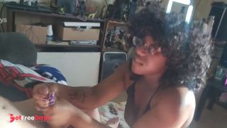 Afro Ebony Shonda jerks out a big nut from BWC-8
